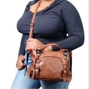Brown Medium Size Crossbody purse with scarf